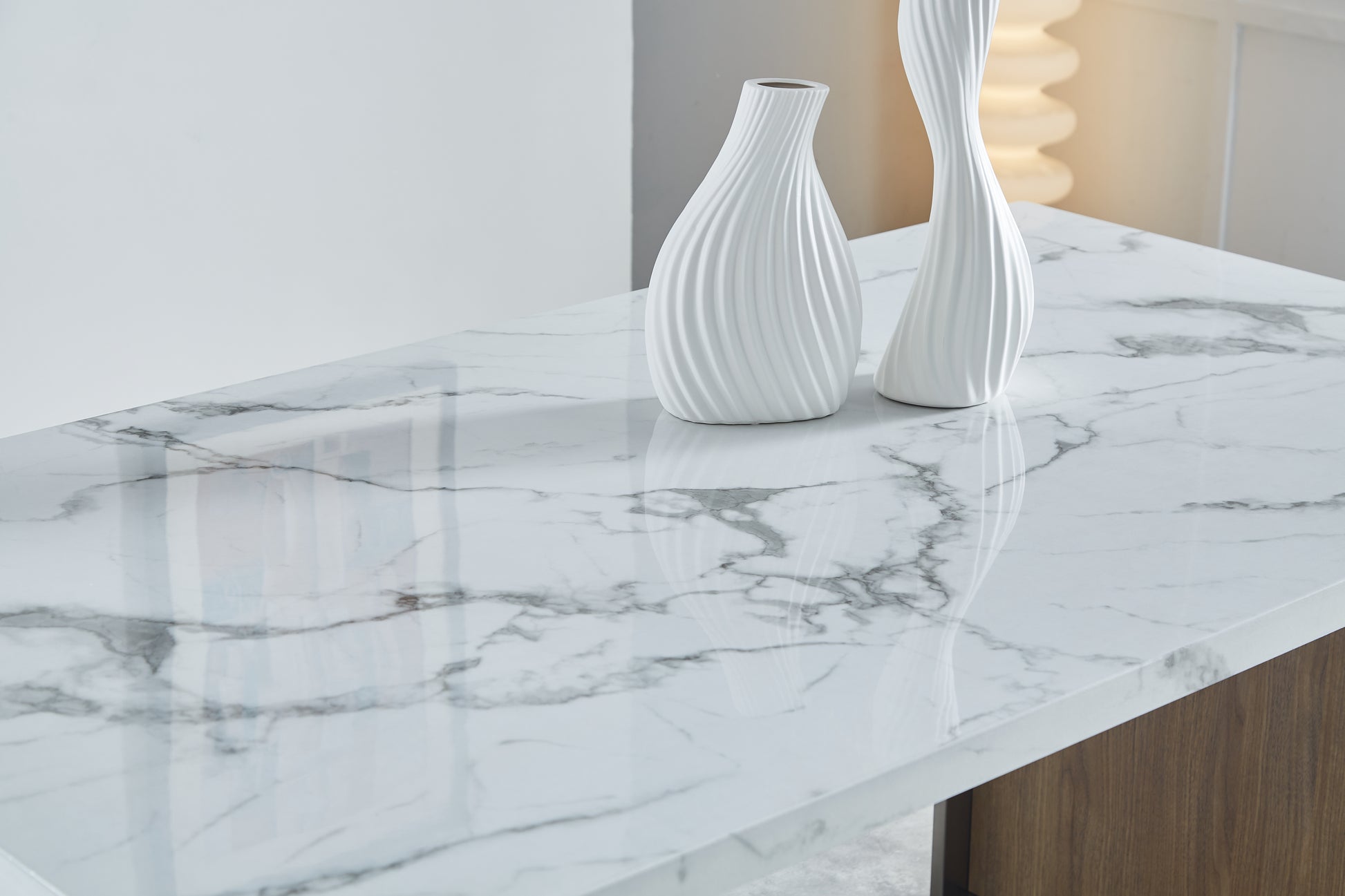 White ceramic vase with twisted texture