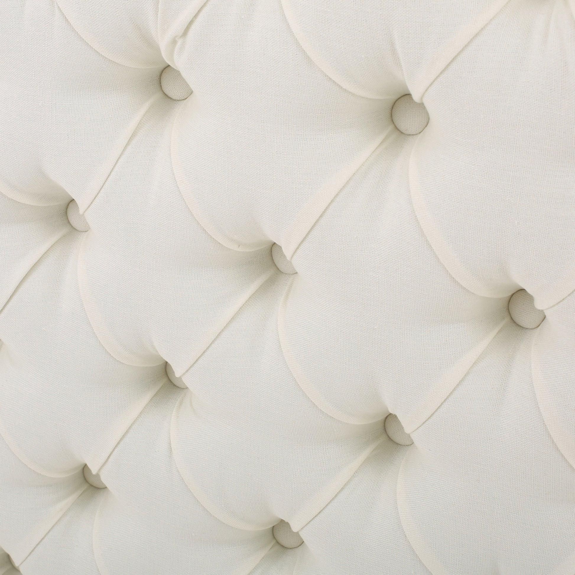 Cream linen tufted ottoman fabric texture with diamond pattern