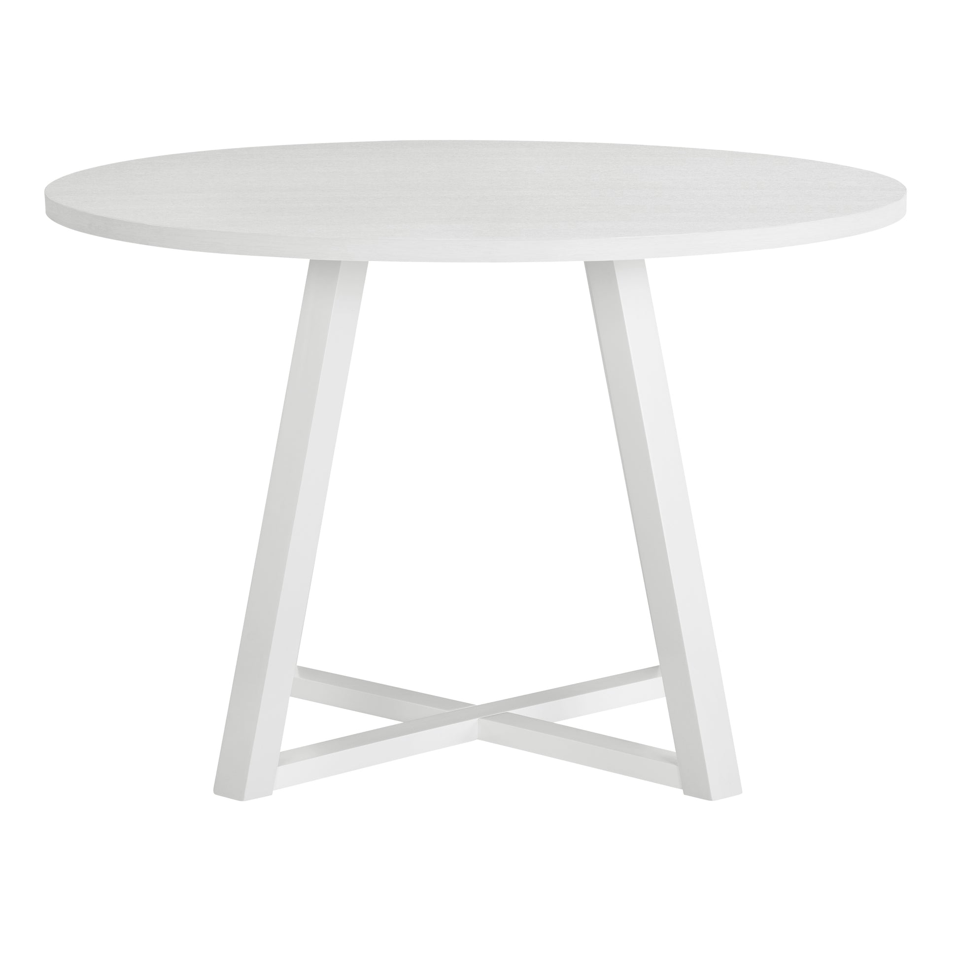 White round dining table with modern Xshaped base