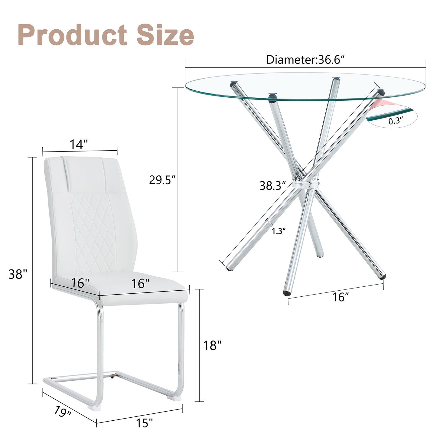 White faux leather dining chair with diamond stitching and chrome base