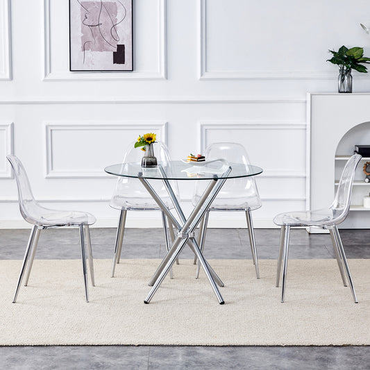 Clear acrylic dining chair with chrome legs