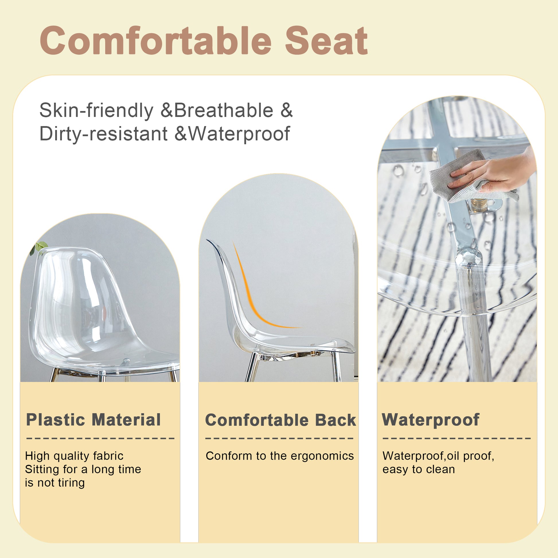 Clear plastic dining chair with chrome legs