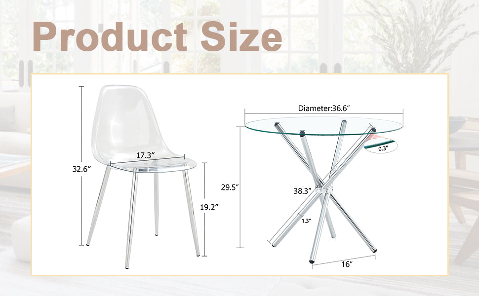 Clear acrylic dining chair with chrome legs  height for modern kitchens