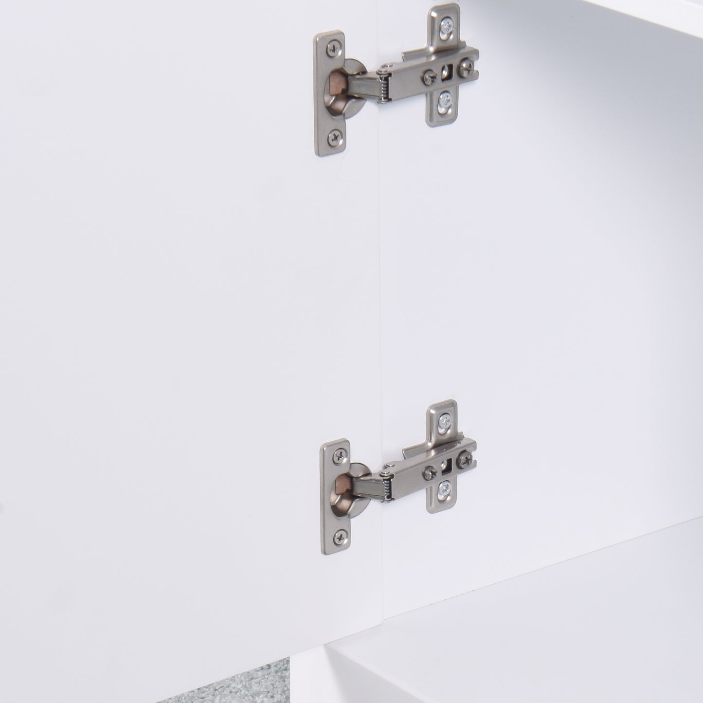 Satin nickel cabinet hinges detail