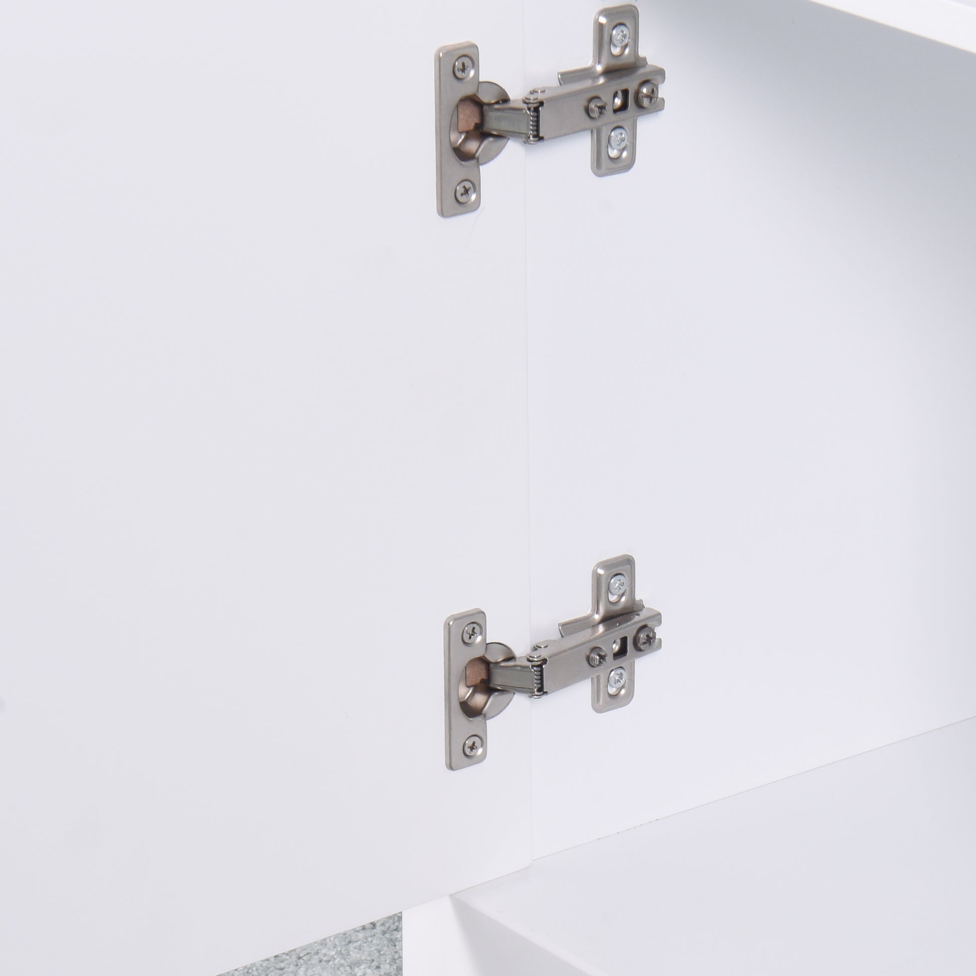 Satin nickel cabinet hinges detail