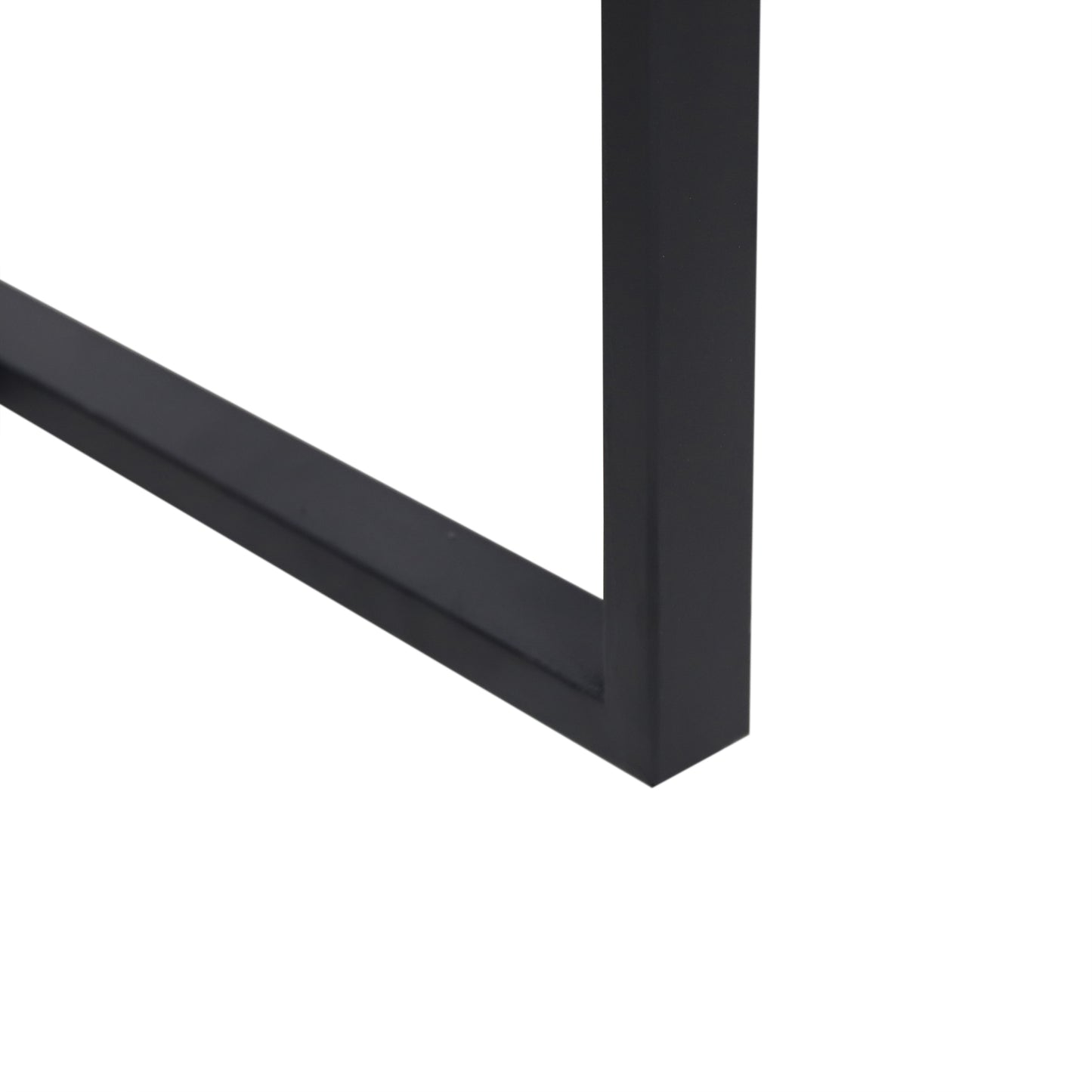 Black metal table leg detail with clean lines