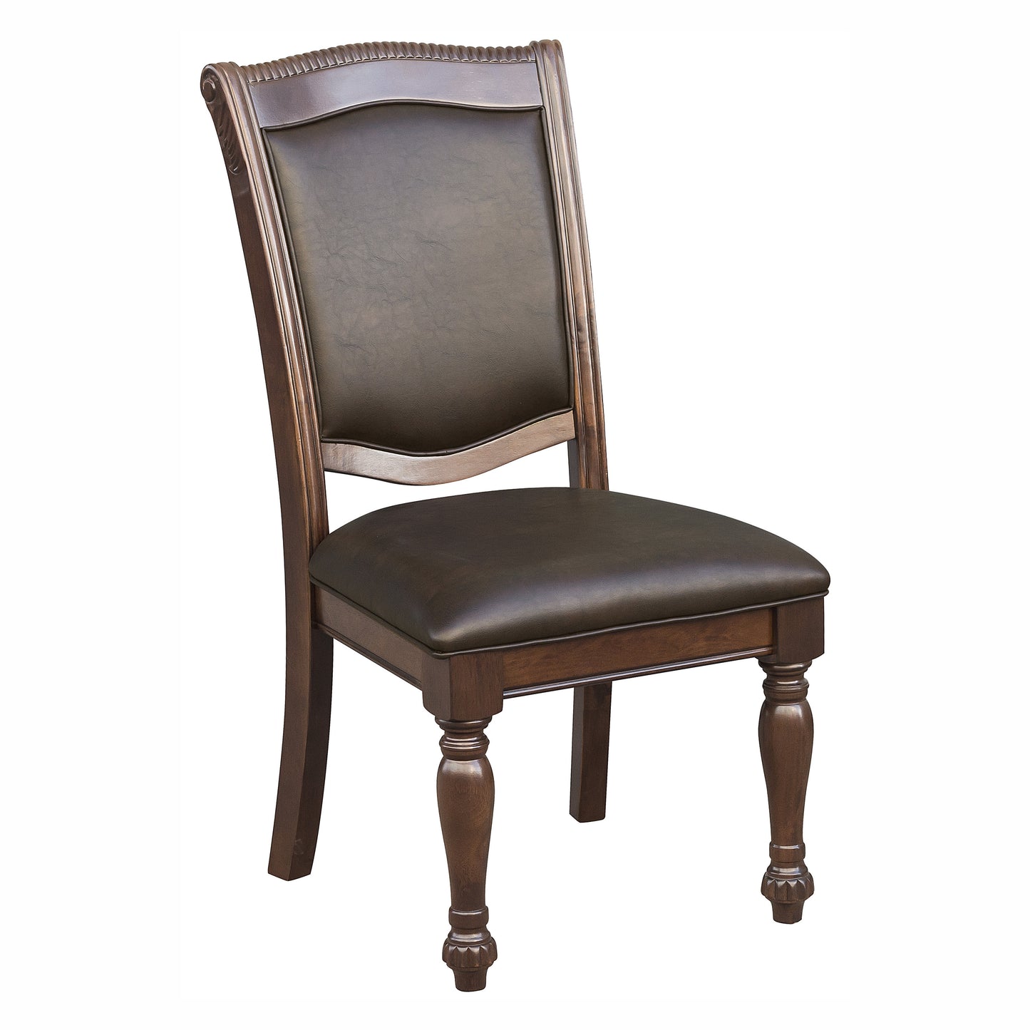 TREATLIFE HOME Traditional Wooden Dining Side Chairs Set of 2 with Faux Leather Upholstery, Brown Cherry Finish