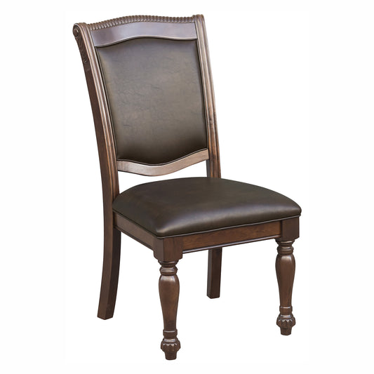 TREATLIFE HOME Traditional Wooden Dining Side Chairs Set of 2 with Faux Leather Upholstery, Brown Cherry Finish