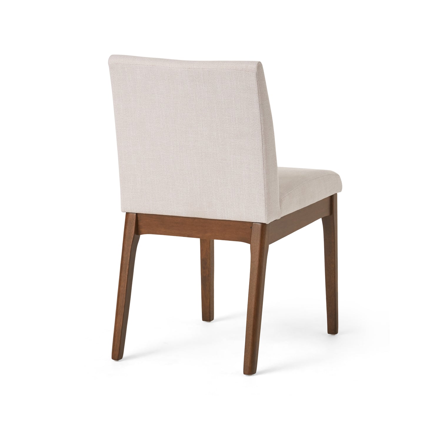 Cream upholstered dining chair with dark wood legs