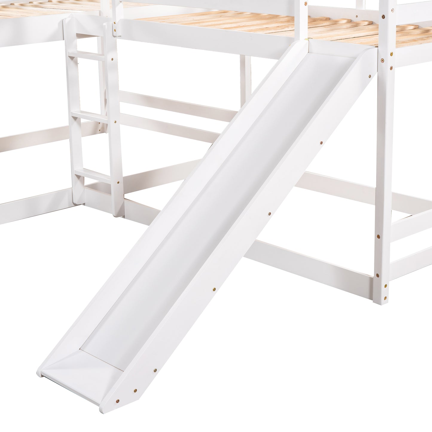 White bunk bed slide and ladder detail