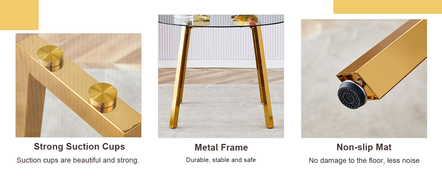 Gold table leg with strong suction cups for enhanced stability