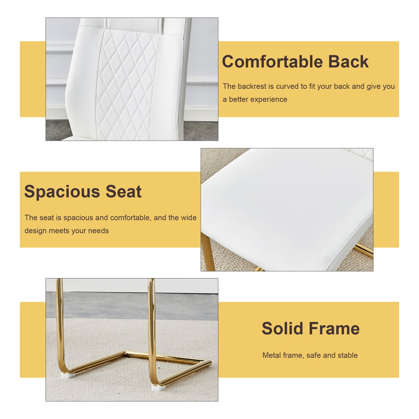 White upholstered dining chair with quilted back detail