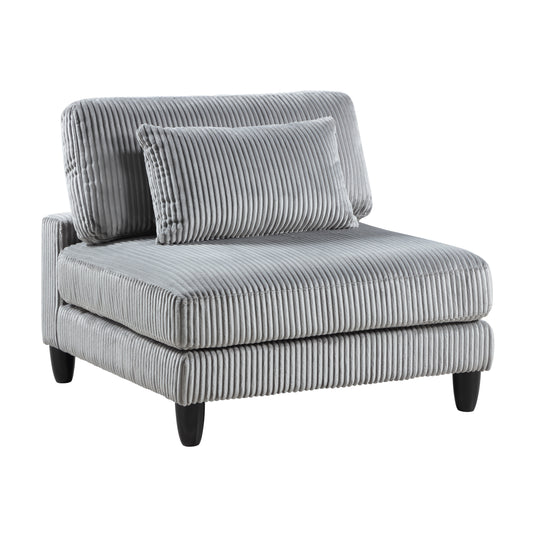 TREATLIFE HOME Versatile Armless Chair for Living Room, Soft Cushions, Solid Wood Legs, Gray Upholstery