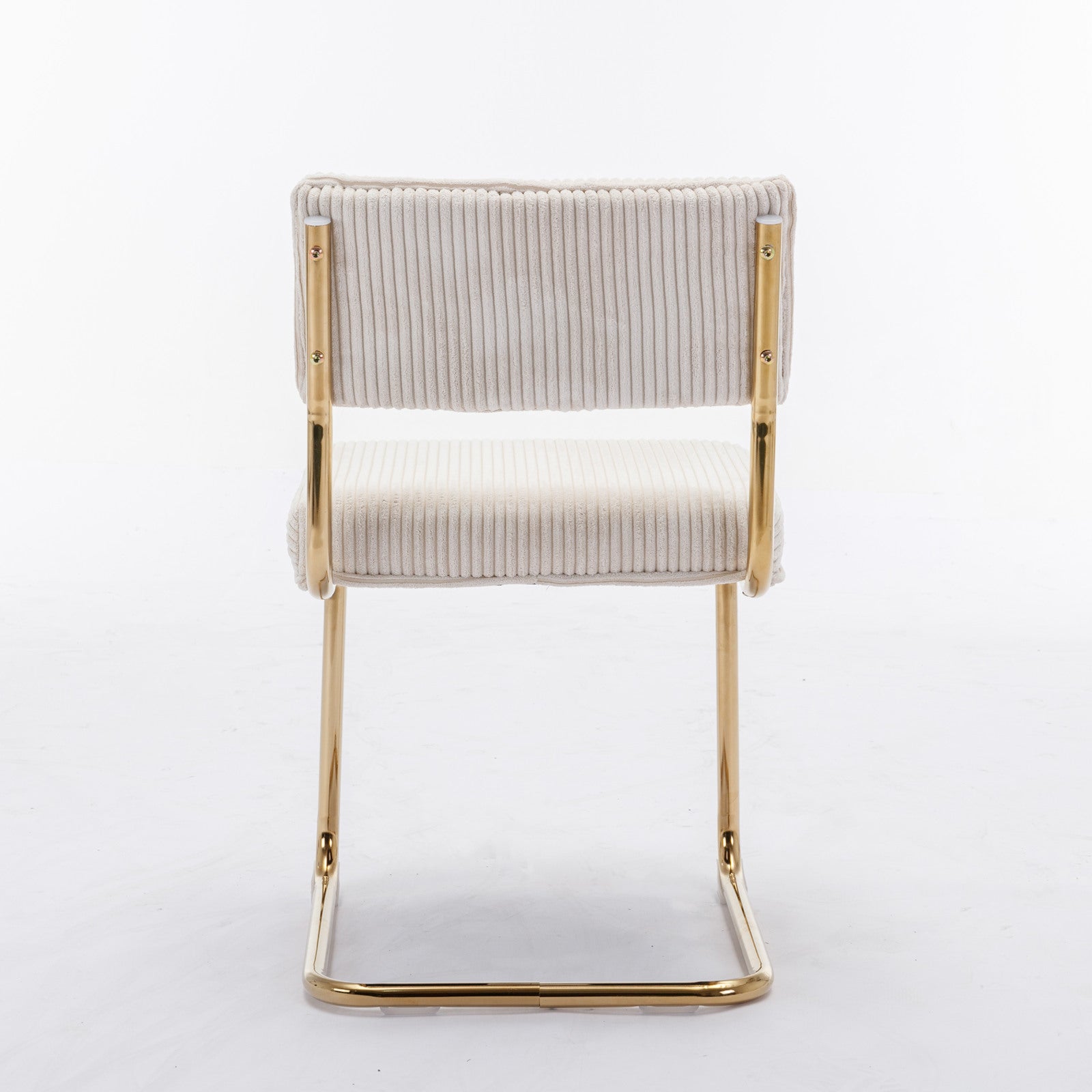 Cream corduroy accent chair with gold metal frame