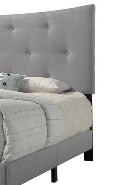 Elegant Queen Bed with Arched Headboard and Low Footboard in Gray