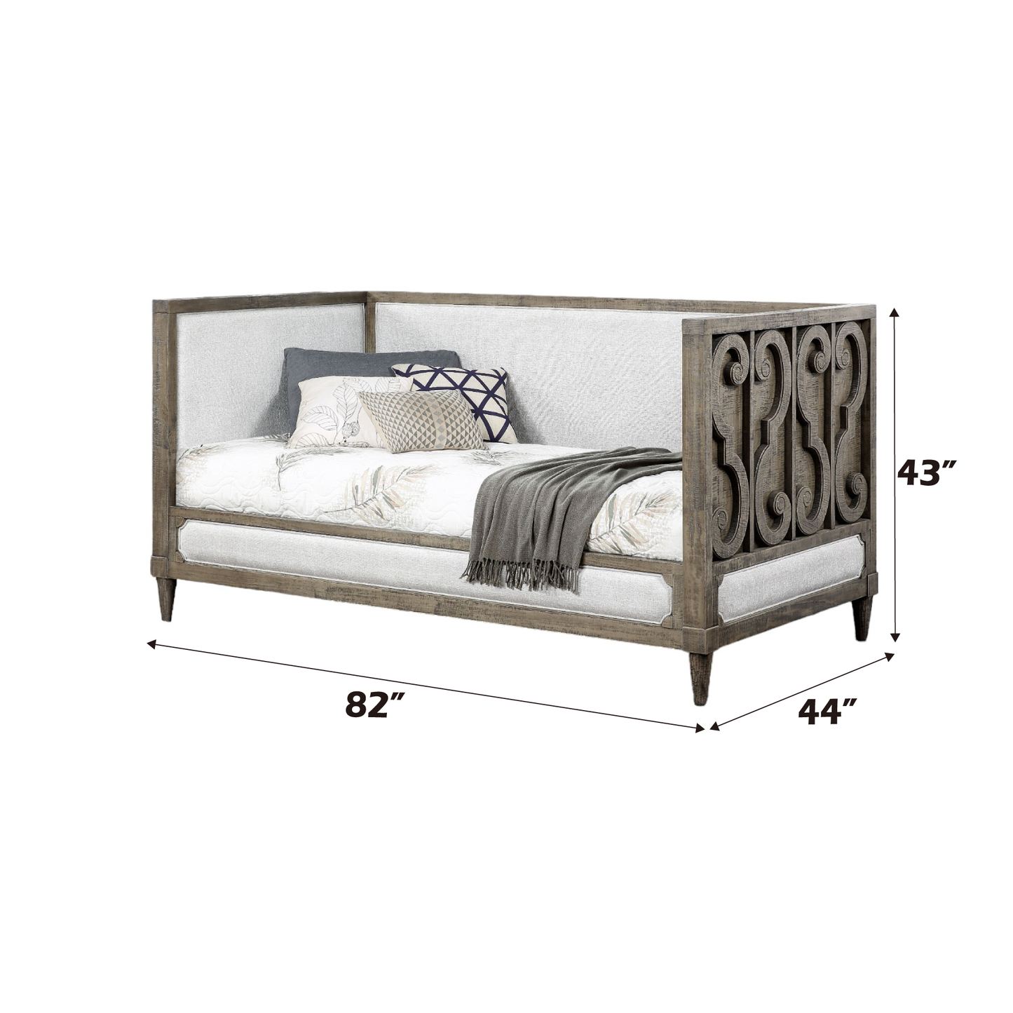 Elegant Upholstered Twin Daybed with Slat Support in Tan