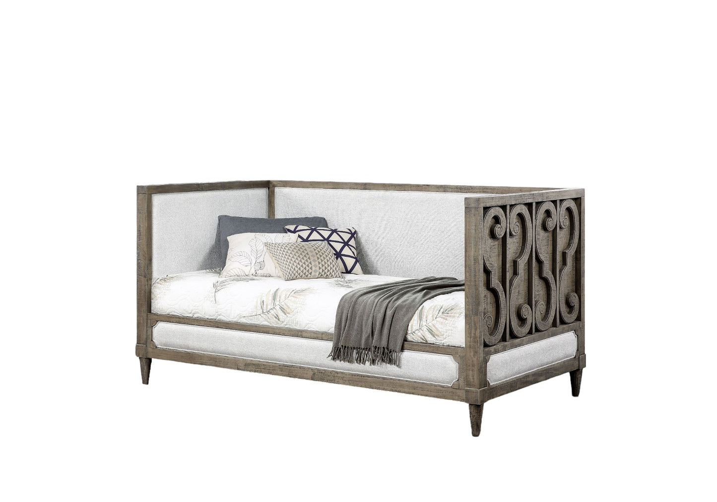 Elegant Upholstered Twin Daybed with Slat Support in Tan