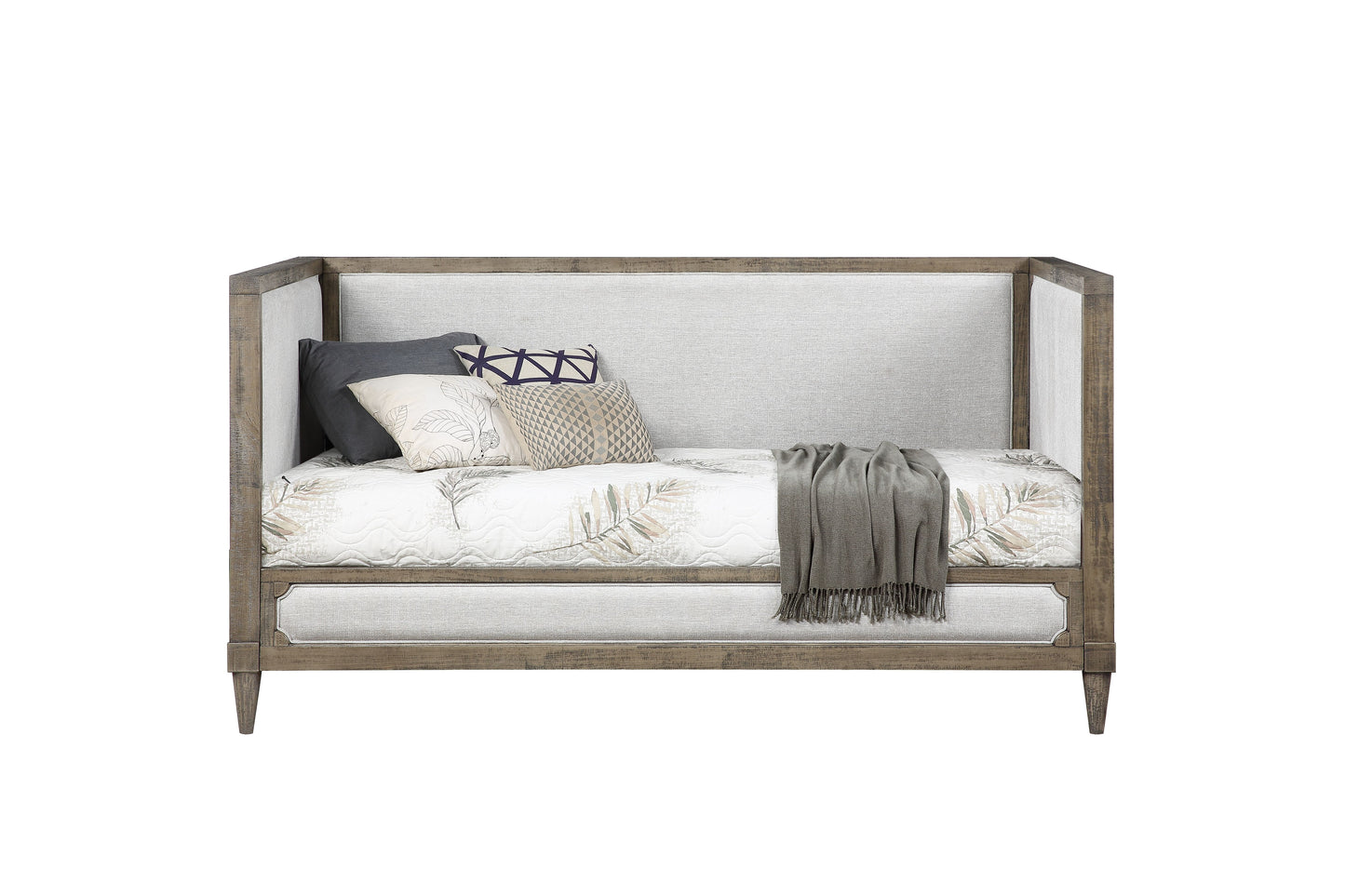 Elegant Upholstered Twin Daybed with Slat Support in Tan
