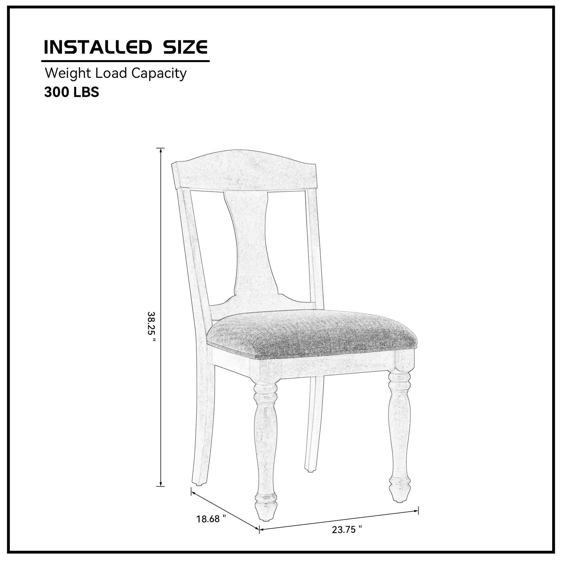 Padded dining chair with a curved back and carved wooden legs