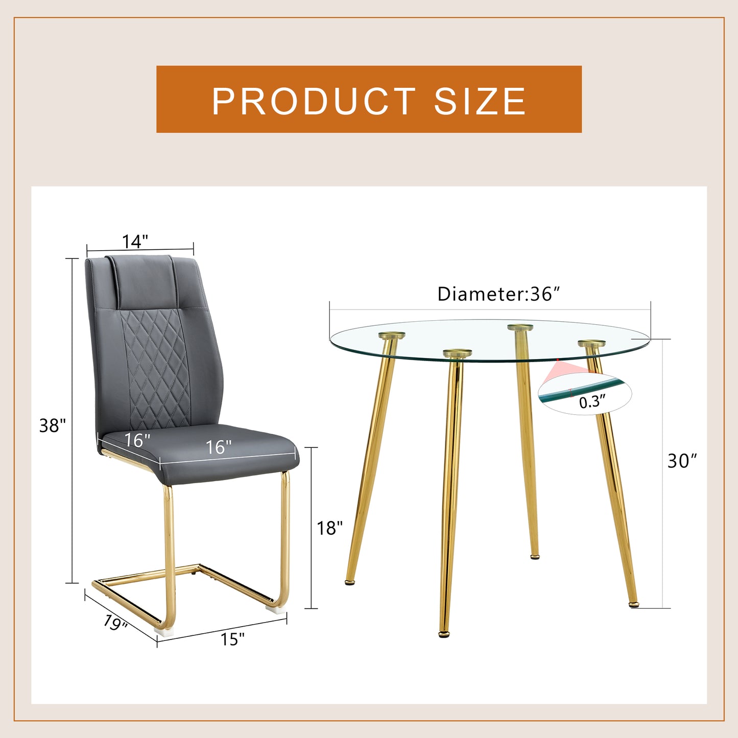 Grey diamondtufted upholstered dining chair with gold metal legs
