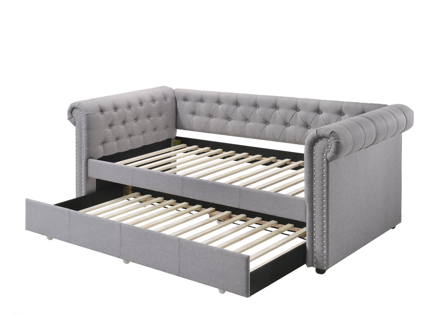 Comfortable Smoke Gray Twin Daybed with Trundle - No Box Spring Needed