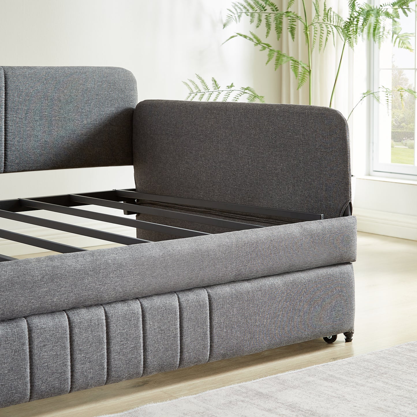 Space-Saving Daybed with Trundle Twin Size in Grey