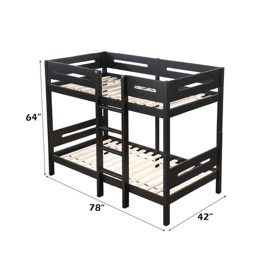 Maximize Space with Black Twin/Twin Bunk Bed - Easy Assembly