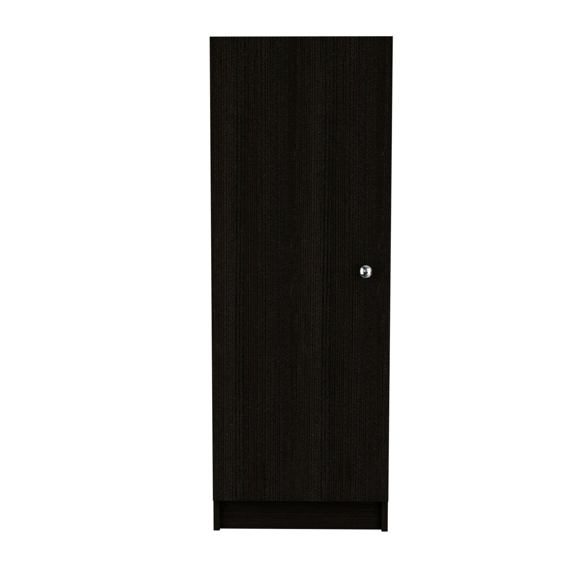 Modern black wood grain wardrobe door with silver handle
