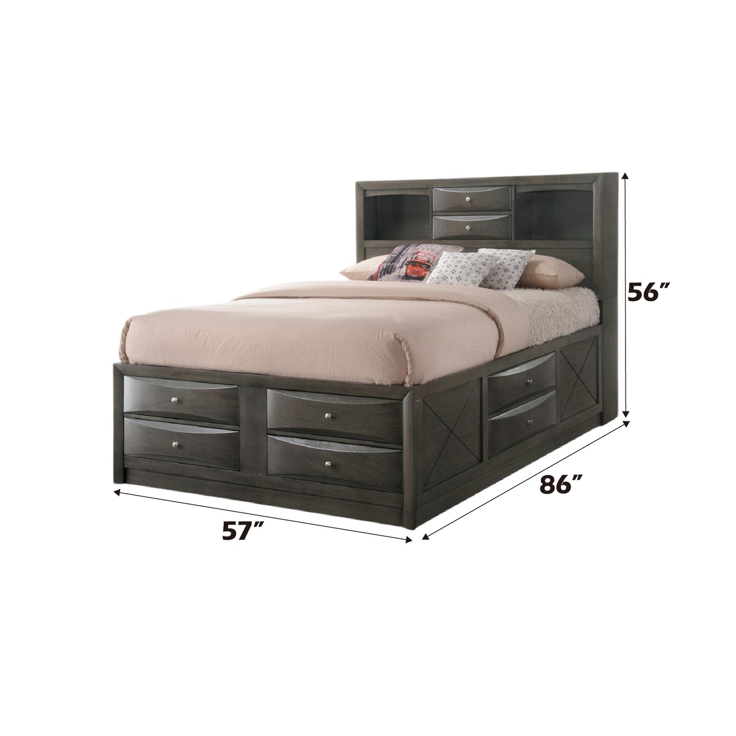 Maximize Space with Gray Oak Full Bed with Storage Features