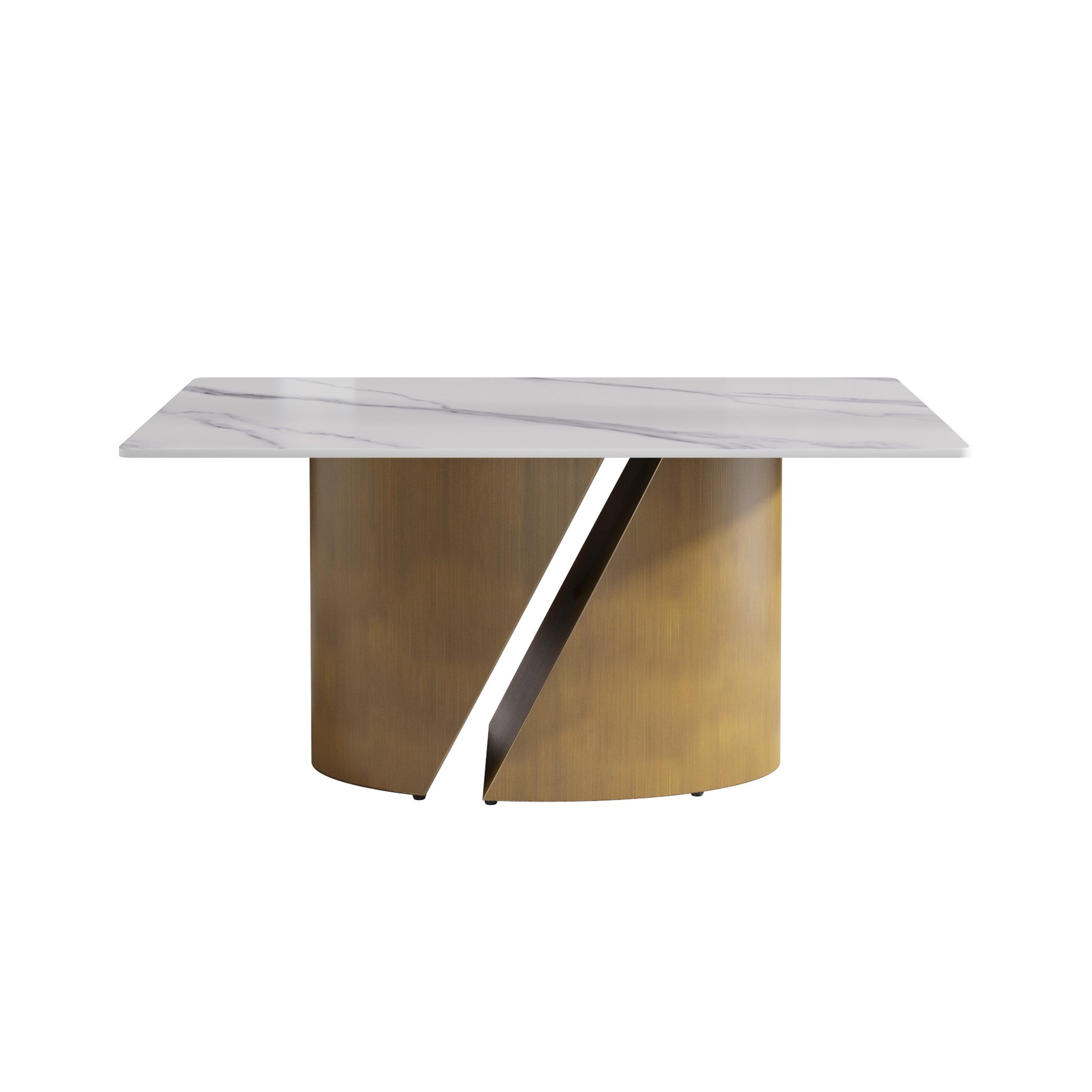 Modern marble coffee table with brushed brass base