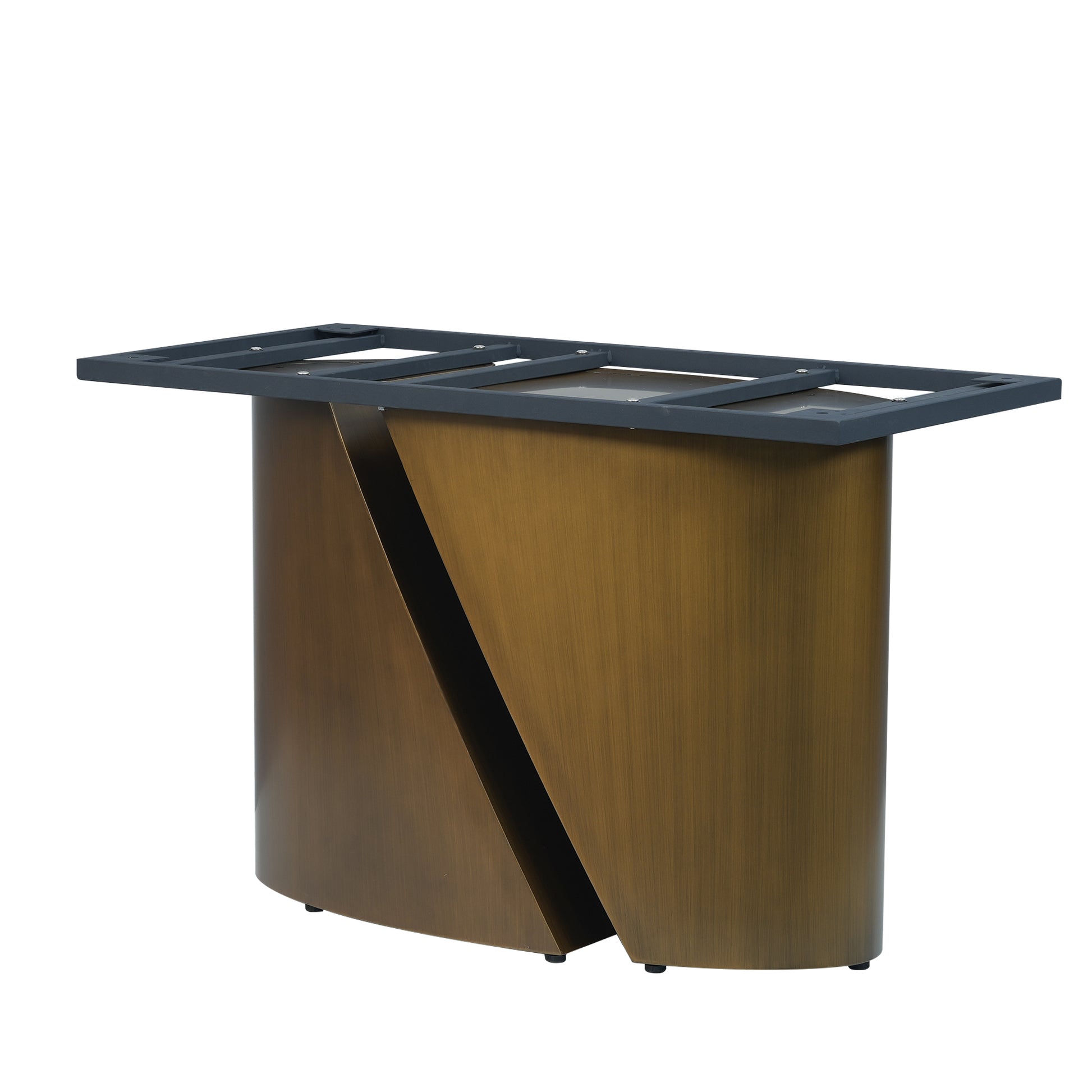 Modern brass table base with angular metal frame