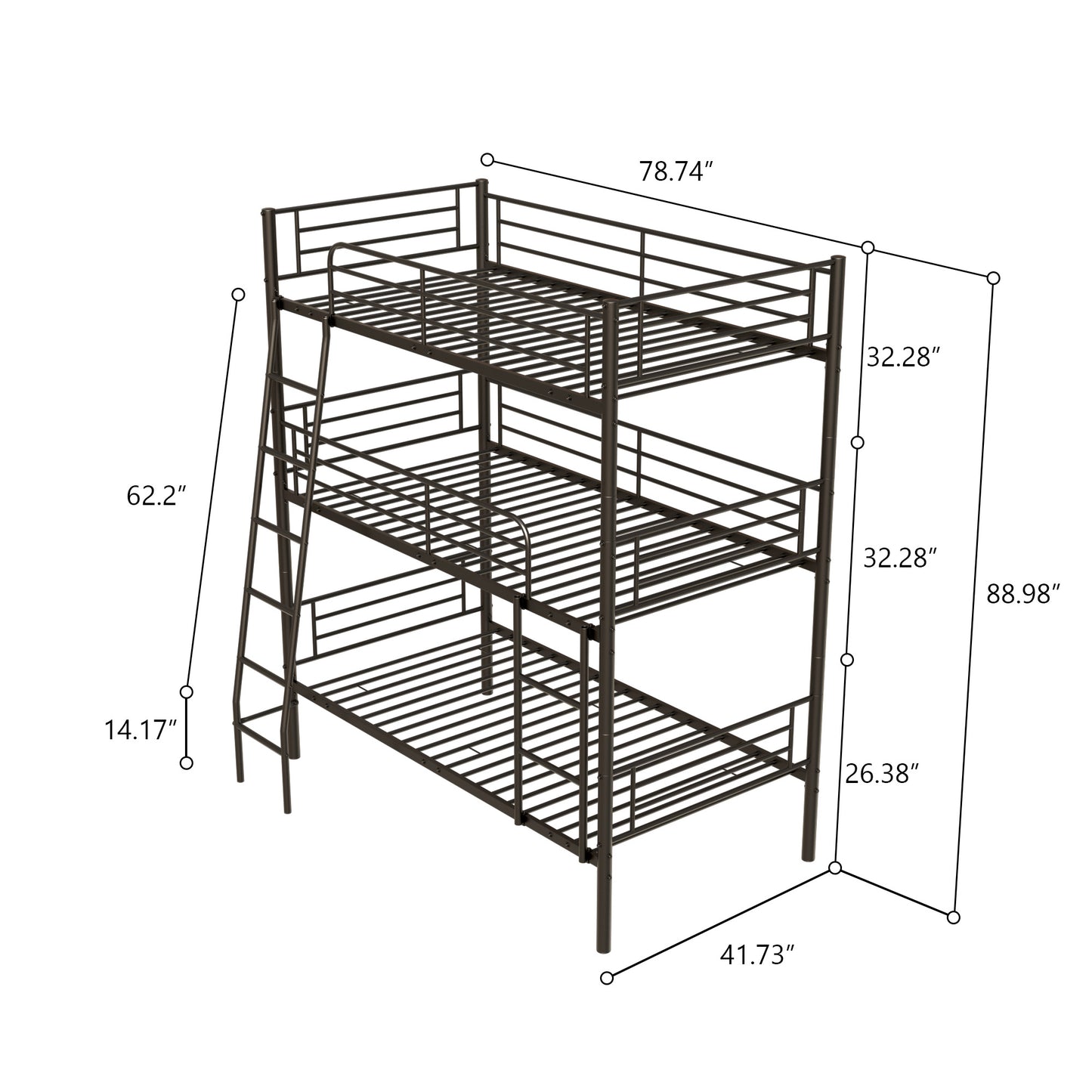 Space-Saving Metal Triple Bunk Bed with Easy Assembly
