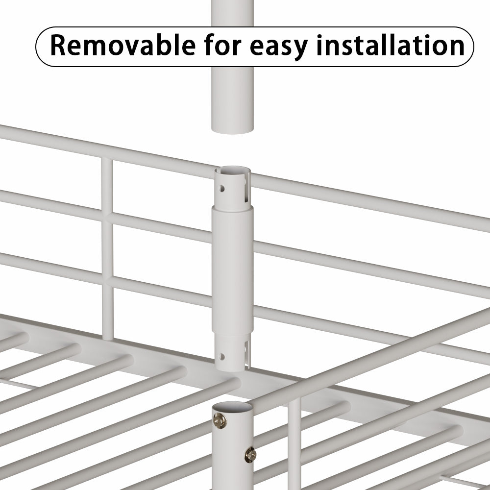 Space-Saving Triple Bunk Bed with Metal Frame - White