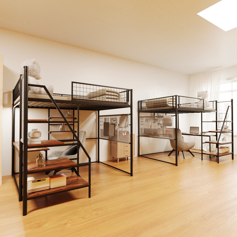 Maximize Space with Full Size Loft Bed, Black, LED Lights
