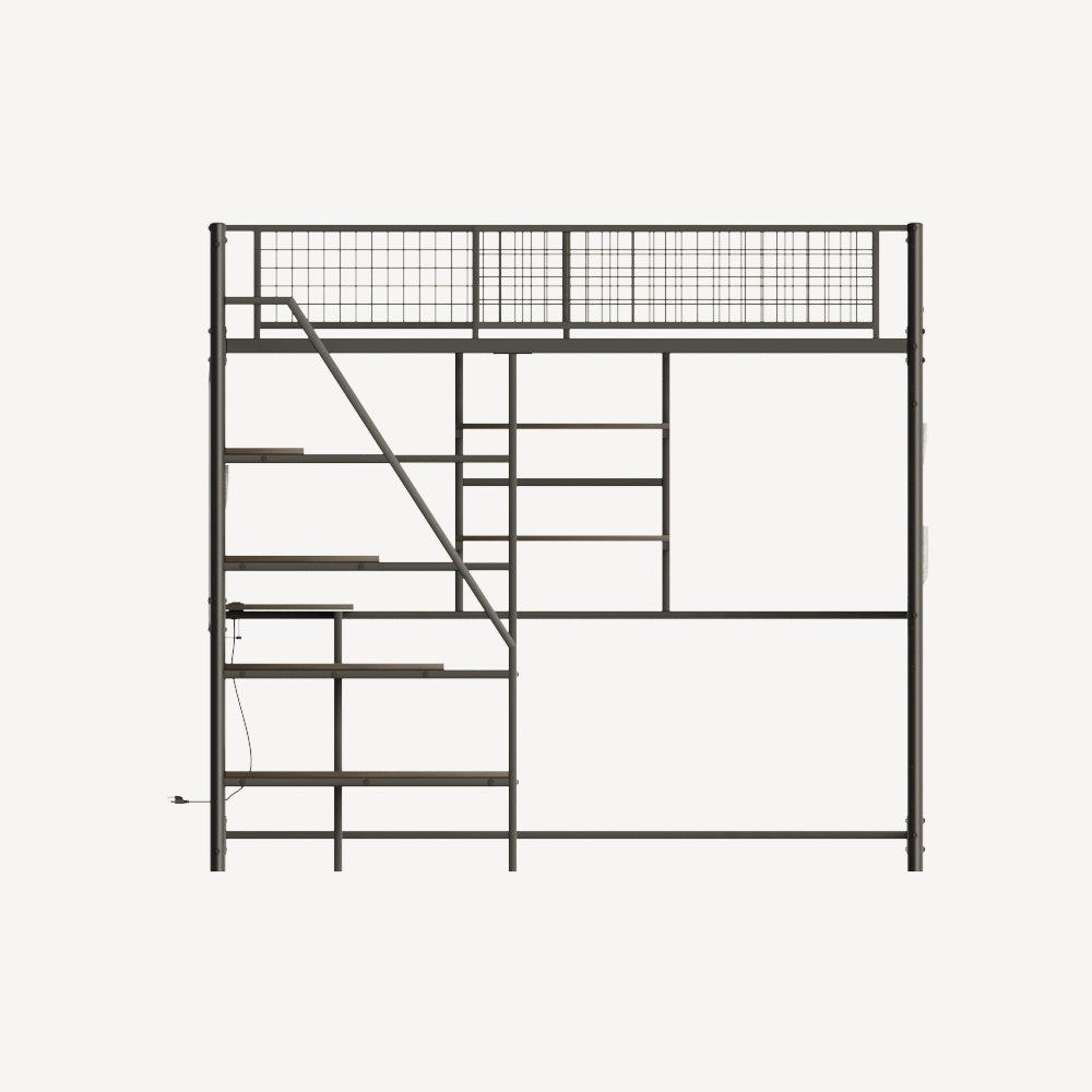 Maximize Space with Full Size Loft Bed, Black, LED Lights