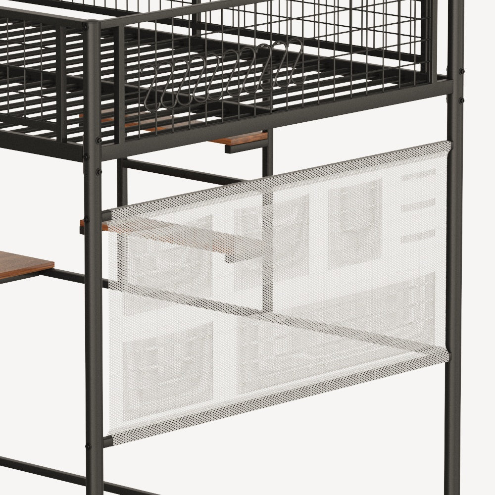 Maximize Space with Full Size Loft Bed, Black, LED Lights