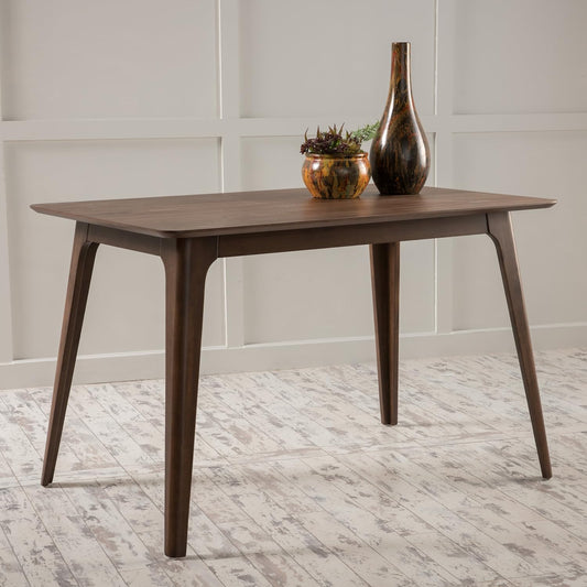 TREATLIFE HOME Mid-Century Modern Dining Table for Heartfelt Gatherings, Solid Rubberwood Legs, Beautiful Walnut Finish, 47.2" W