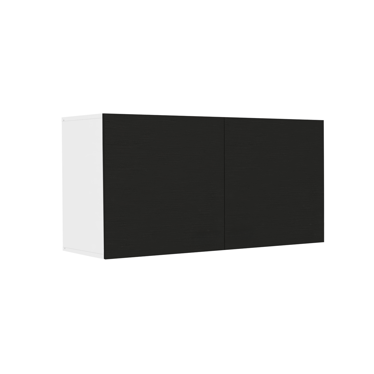 Modern black wood grain twodoor wall cabinet with white side