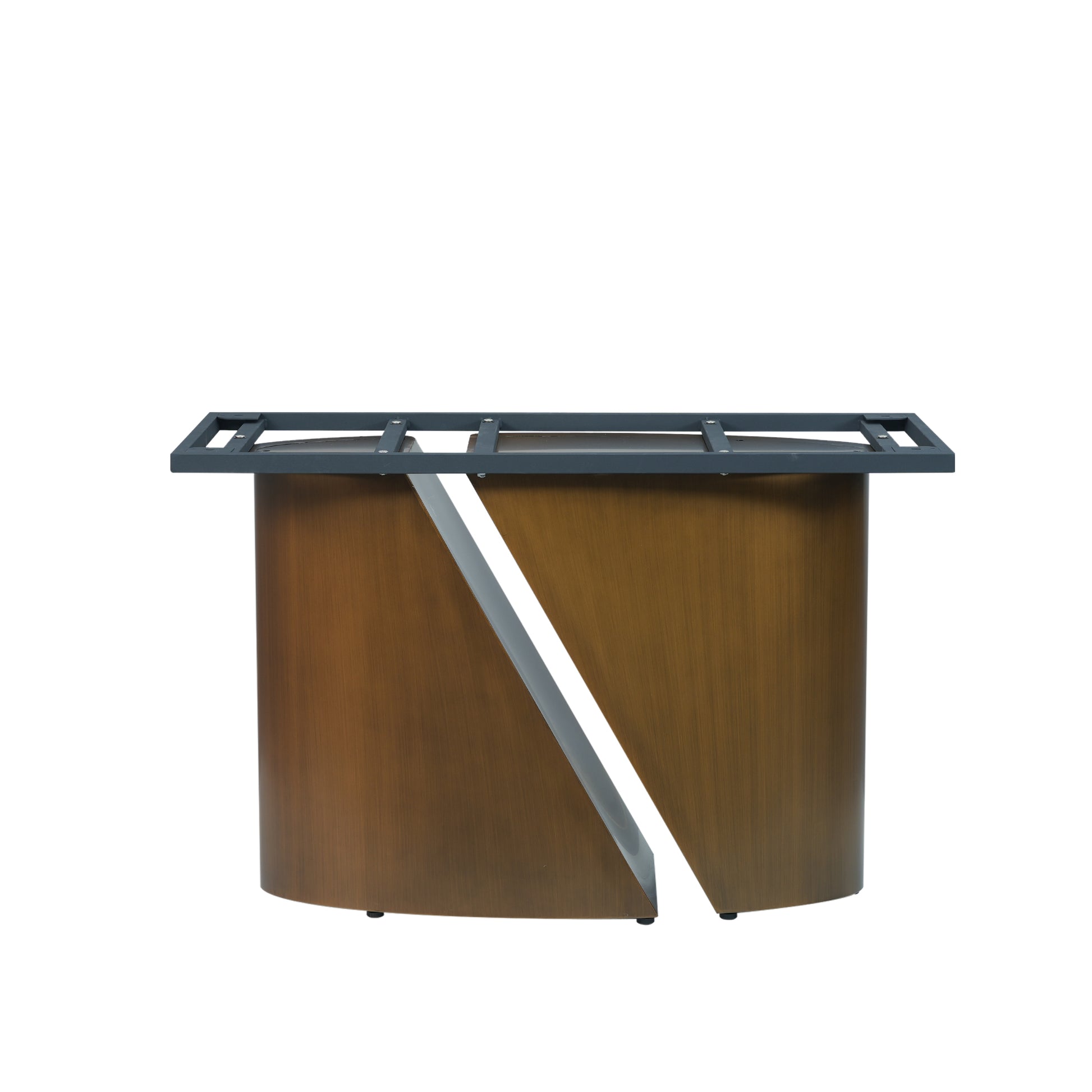 Modern wooden desk base with metal frame