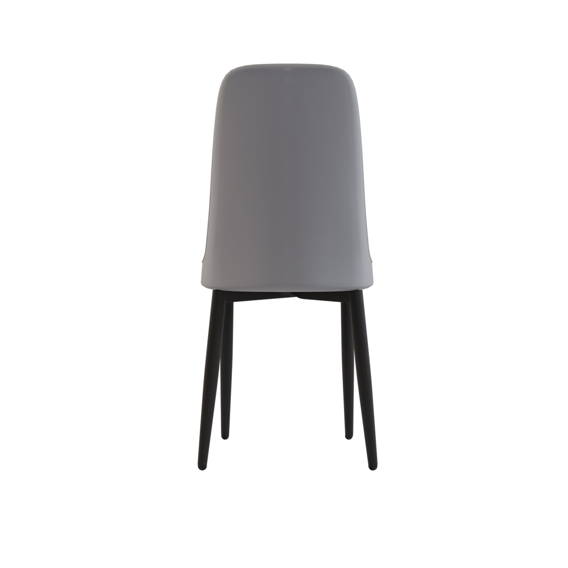 Modern gray plastic dining chair with black metal legs