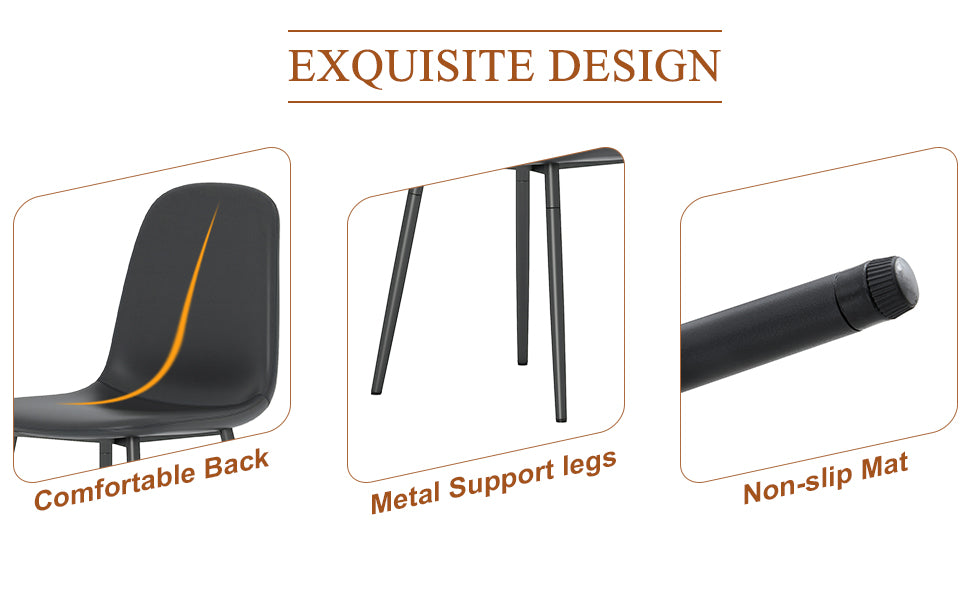 Black molded chair with ergonomic curved back