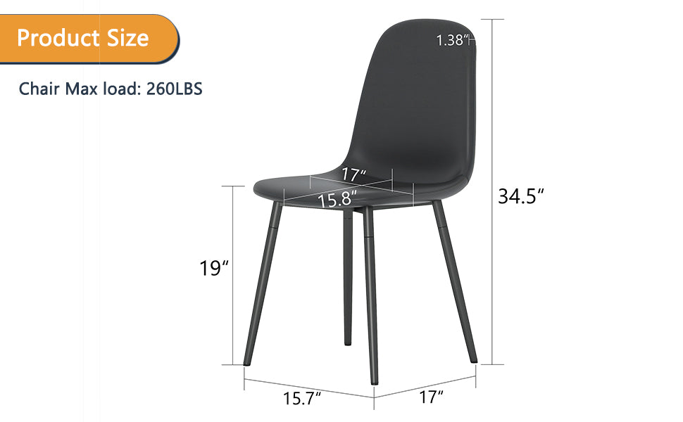 Dark gray modern dining chair with metal legs  H