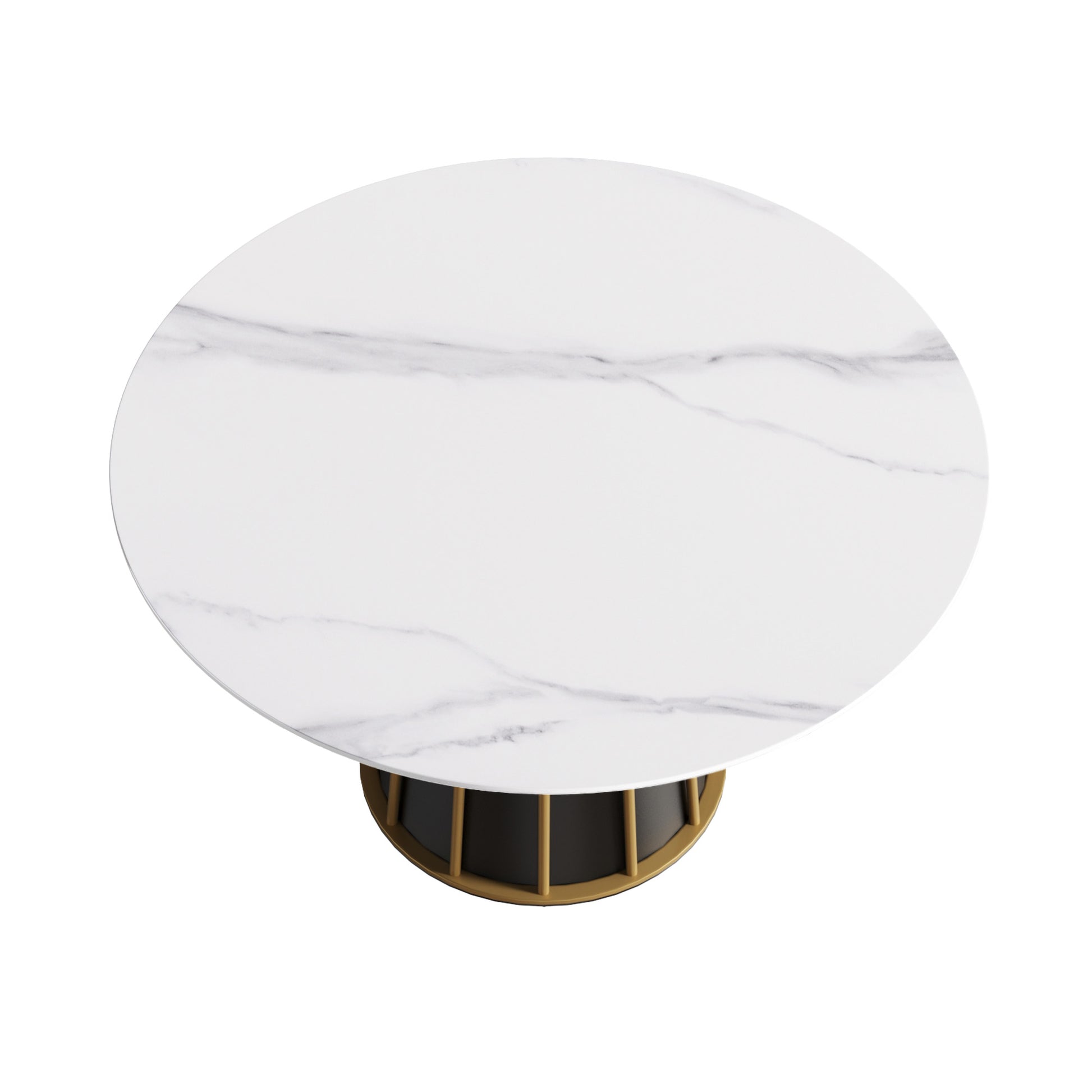 Round marble coffee table with gold metal base