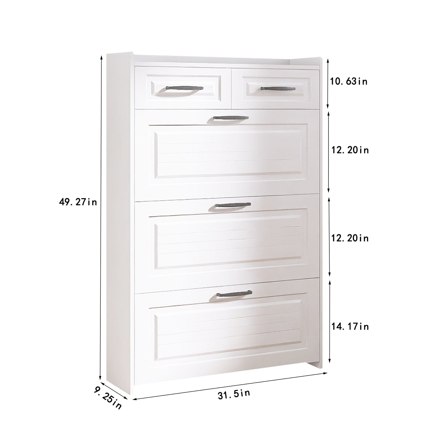 White multidrawer storage cabinet with brushed nickel handles