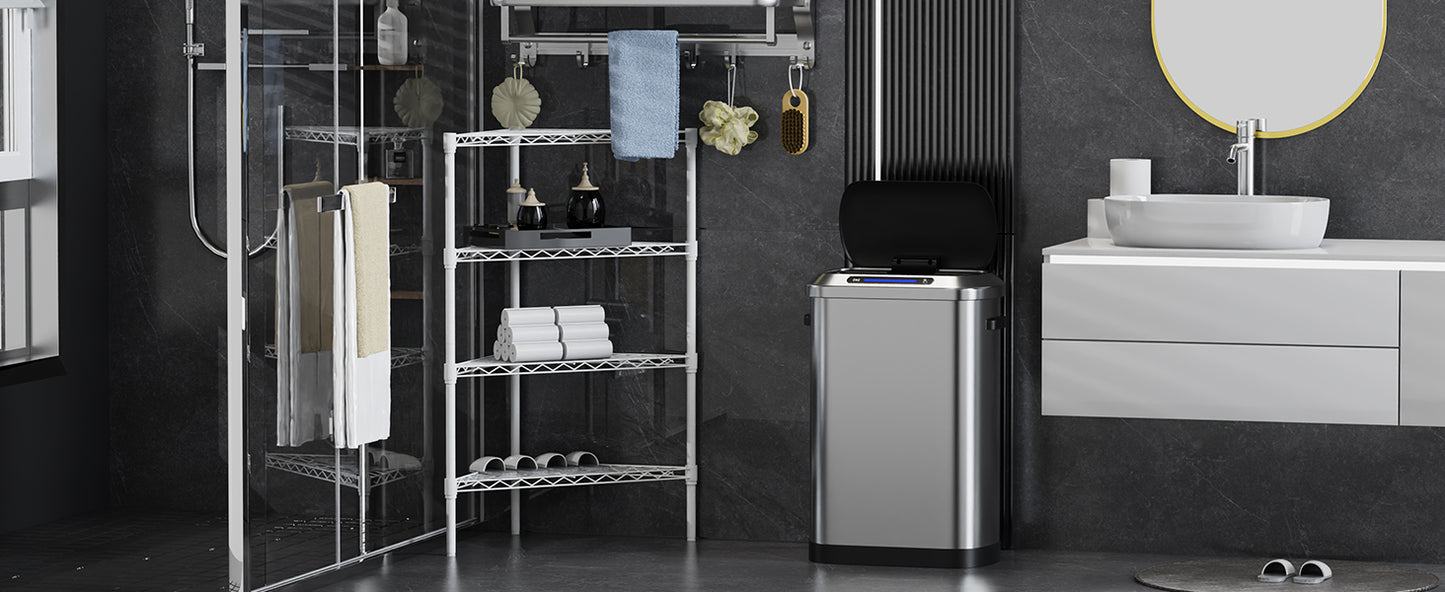 Stainless steel automatic trash can with sensor lid