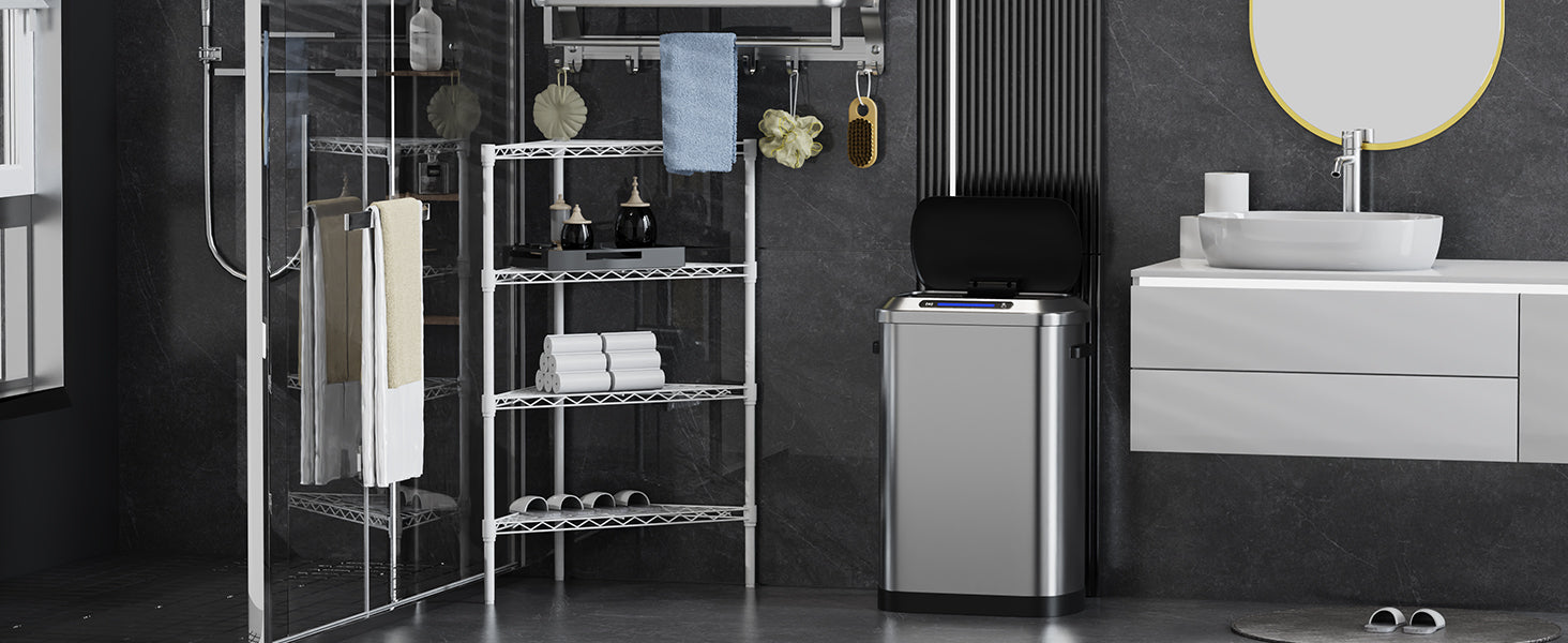 Stainless steel automatic trash can with sensor lid