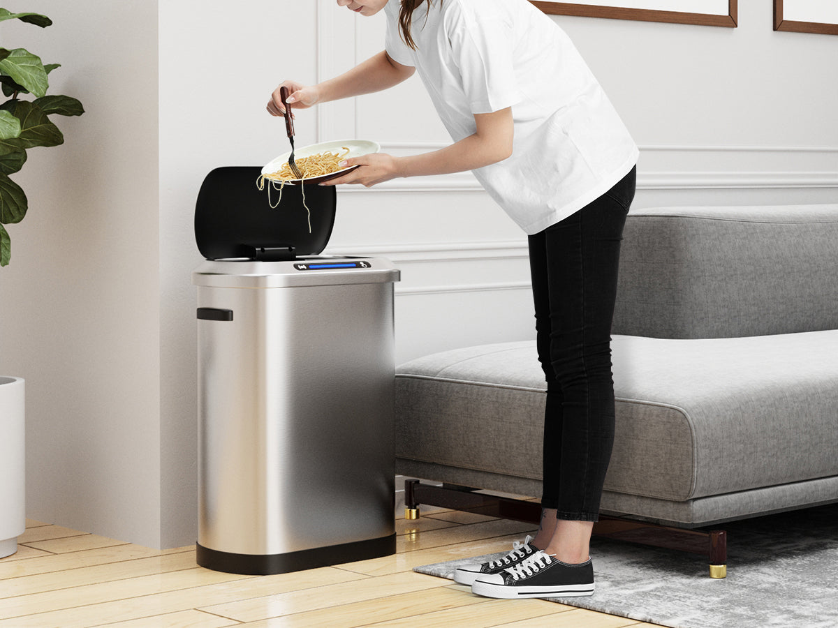 Stainless steel automatic trash can with motion sensor lid