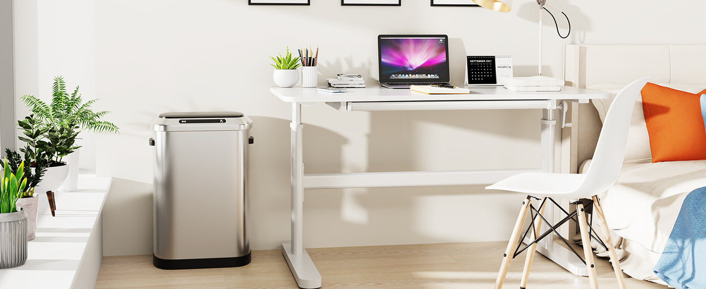 Sleek stainless steel trash can with motion sensor lid