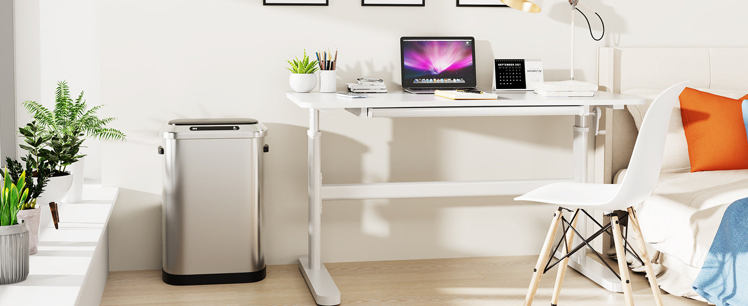 Sleek stainless steel trash can with motion sensor lid