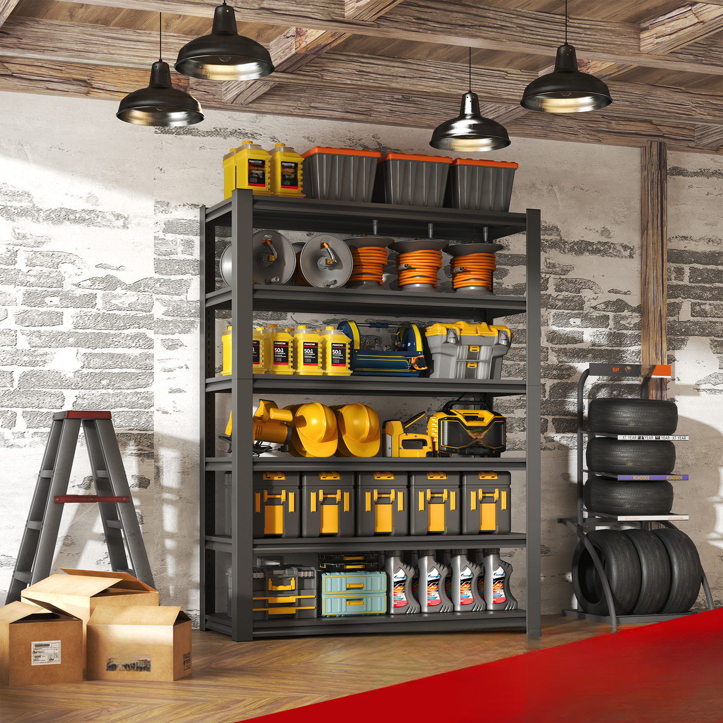 Yellow engine oil bottles